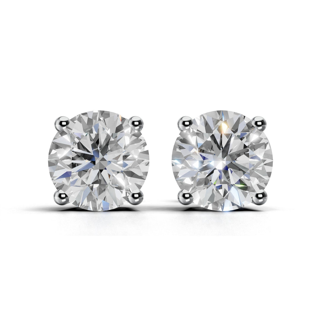 5 carat round lab-grown diamond double gallery stud earrings with secure setting