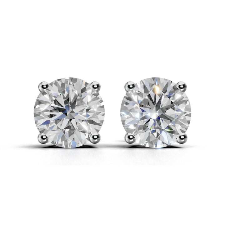 5 carat round lab-grown diamond double gallery stud earrings with secure setting