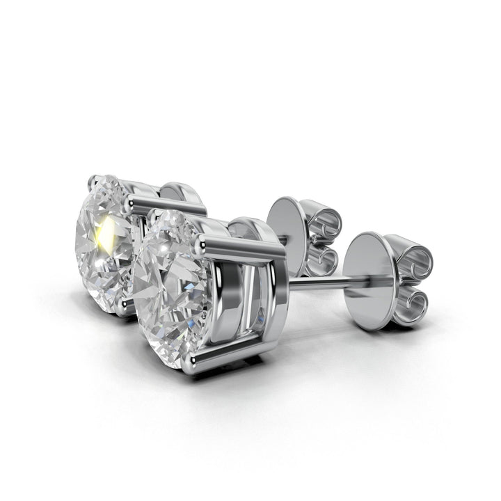 5 carat round lab-grown diamond double gallery stud earrings with secure setting