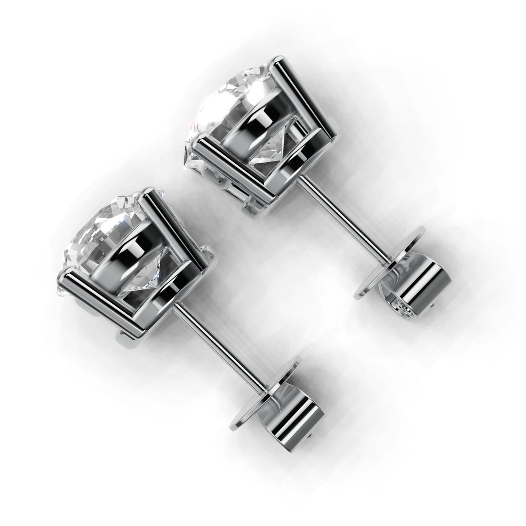 5 carat round lab-grown diamond double gallery stud earrings with secure setting