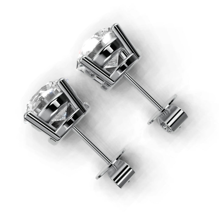 5 carat round lab-grown diamond double gallery stud earrings with secure setting
