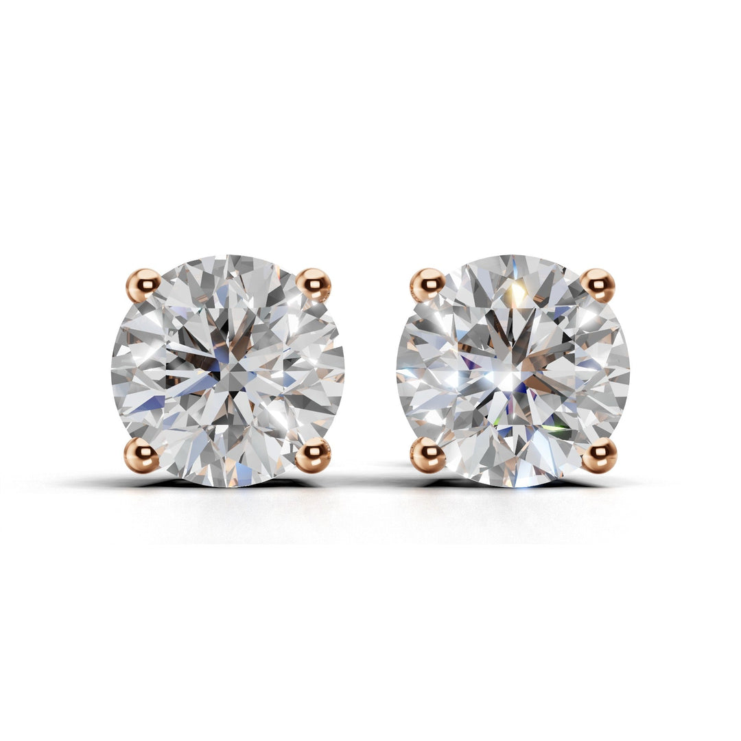 5 carat round lab-grown diamond double gallery stud earrings with secure setting