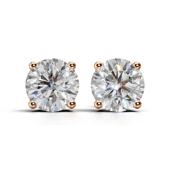 5 carat round lab-grown diamond double gallery stud earrings with secure setting