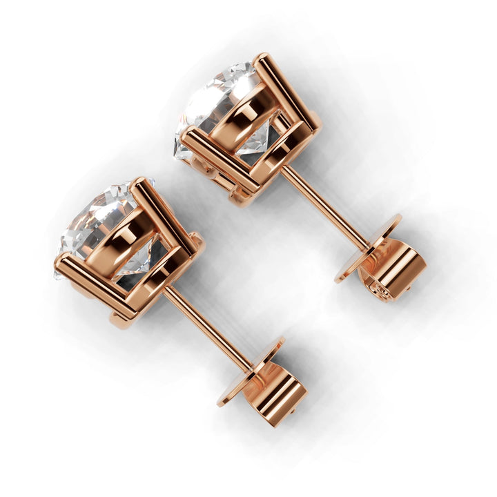 5 carat round lab-grown diamond double gallery stud earrings with secure setting