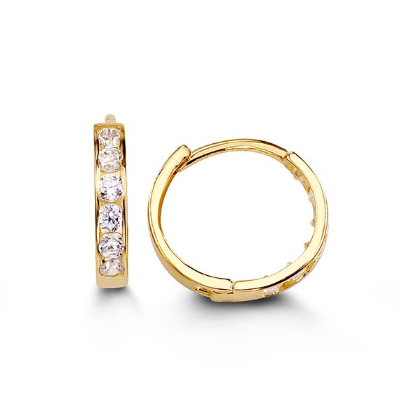 Dainty 14K Yellow Gold Cubic Zirconia Huggie Earrings | RUDIX JEWELLERY