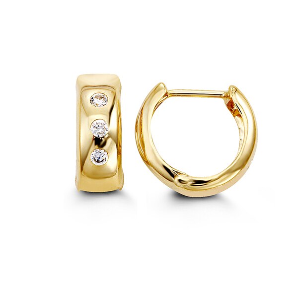 Chic 10K Yellow Gold Cubic Zirconia Huggie Earrings | RUDIX JEWELLERY