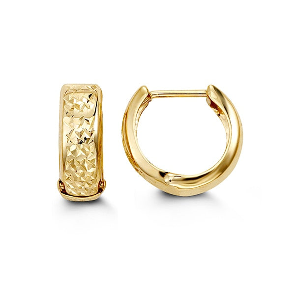 Textured 10K Yellow Gold Huggie Earrings | RUDIX JEWELLERY