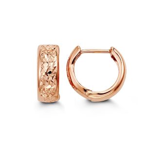 Textured 10K Rose Gold Huggie Earrings | RUDIX JEWELLERY