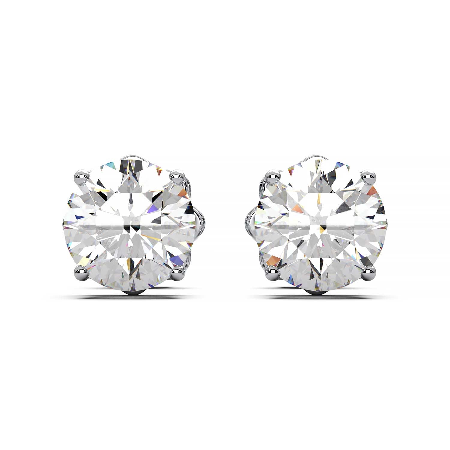 A pair of 1.5 carat total weight diamond stud earrings set in a prong setting