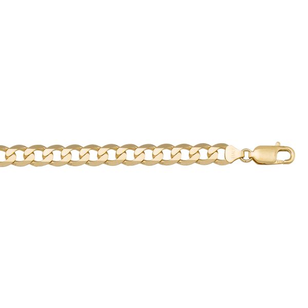 14K yellow gold open link bracelet, 8.5mm wide, 8" long, weighing 22.8g, with a secure lobster clasp.