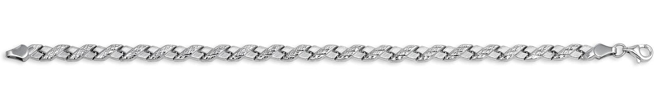 10k white gold ladies bracelet, 5mm wide, 8 inches long.