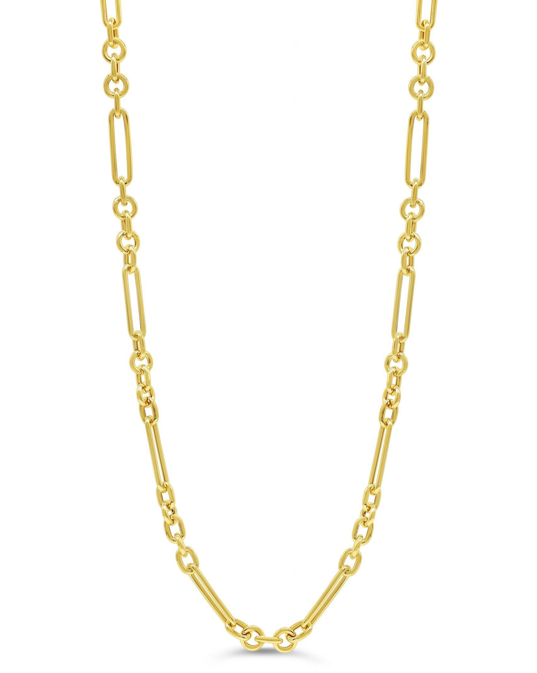 10K yellow gold necklace featuring alternating paperclip and round links in a polished finish.