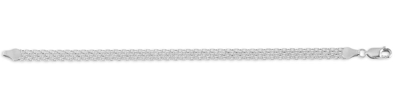 10k White Gold Fancy Multi-Link Bracelet with lobster clasp.