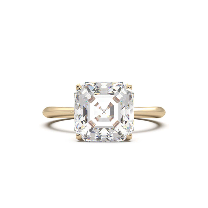 3 Carat Asscher Cut Lab-Grown Diamond Solitaire Ring in 14K Gold - Architectural Elegance