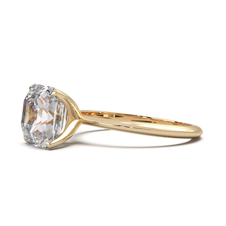 3 Carat Asscher Cut Lab-Grown Diamond Solitaire Ring in 14K Gold - Architectural Elegance