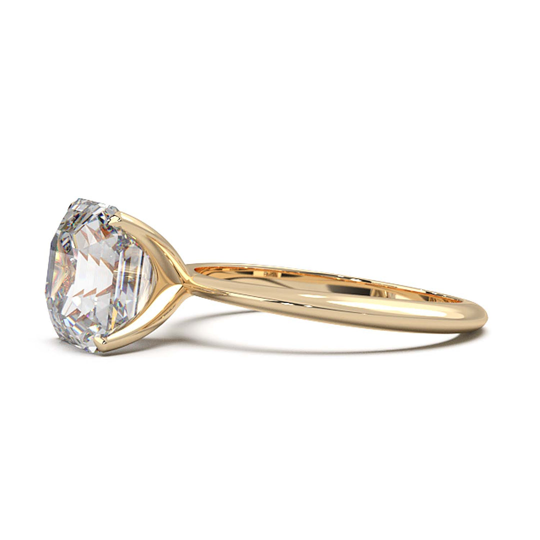 3 Carat Asscher Cut Lab-Grown Diamond Solitaire Ring in 14K Gold - Architectural Elegance