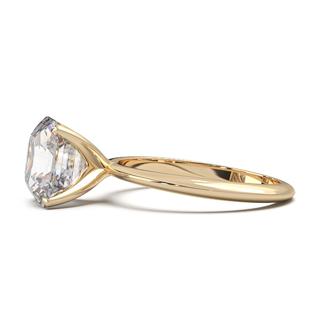 3 Carat Asscher Cut Lab-Grown Diamond Solitaire Ring in 14K Gold - Architectural Elegance