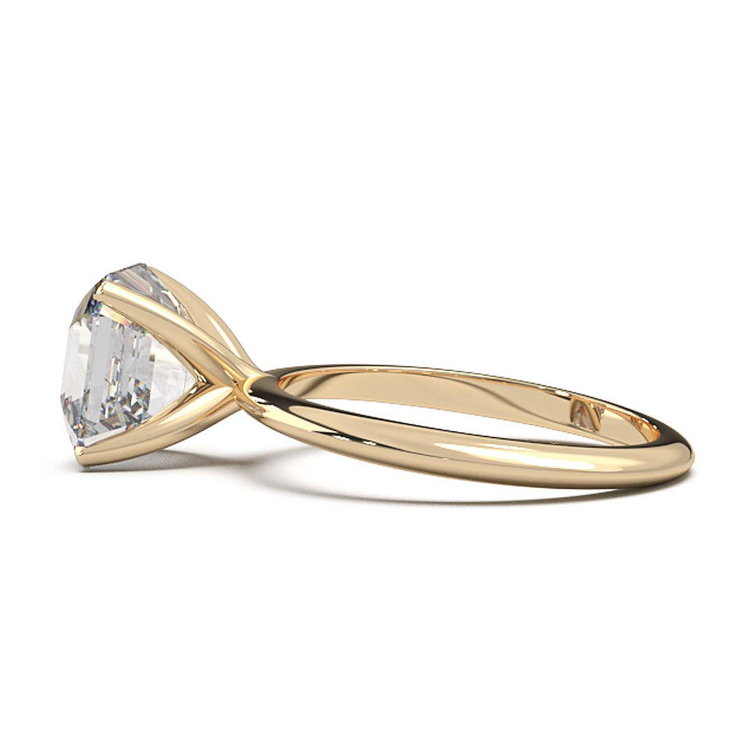 3 Carat Asscher Cut Lab-Grown Diamond Solitaire Ring in 14K Gold - Architectural Elegance