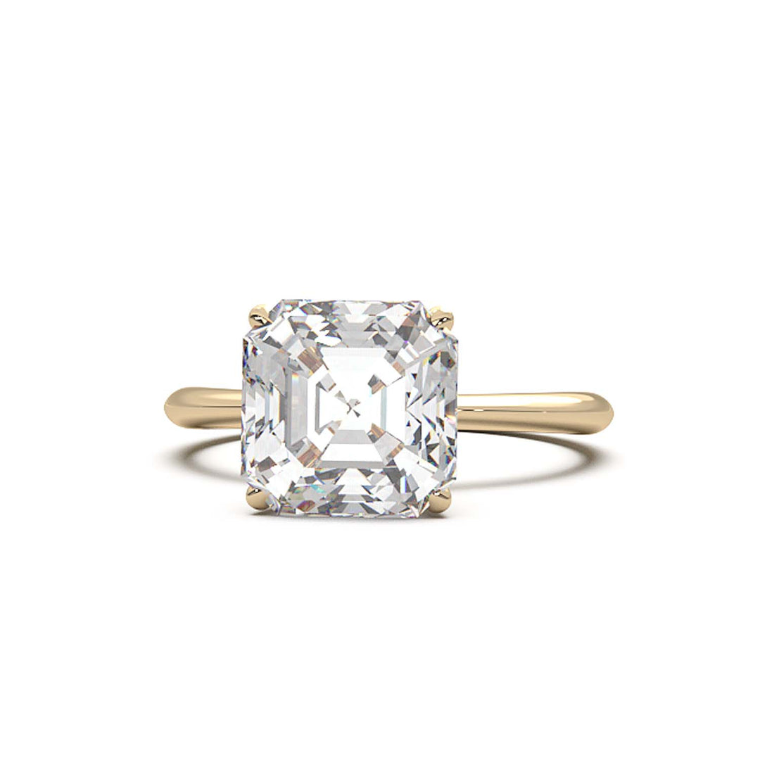 3 Carat Asscher Cut Lab-Grown Diamond Solitaire Ring in 14K Gold - Architectural Elegance