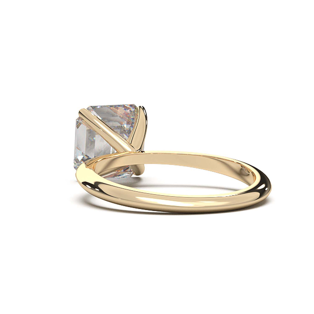 3 Carat Asscher Cut Lab-Grown Diamond Solitaire Ring in 14K Gold - Architectural Elegance