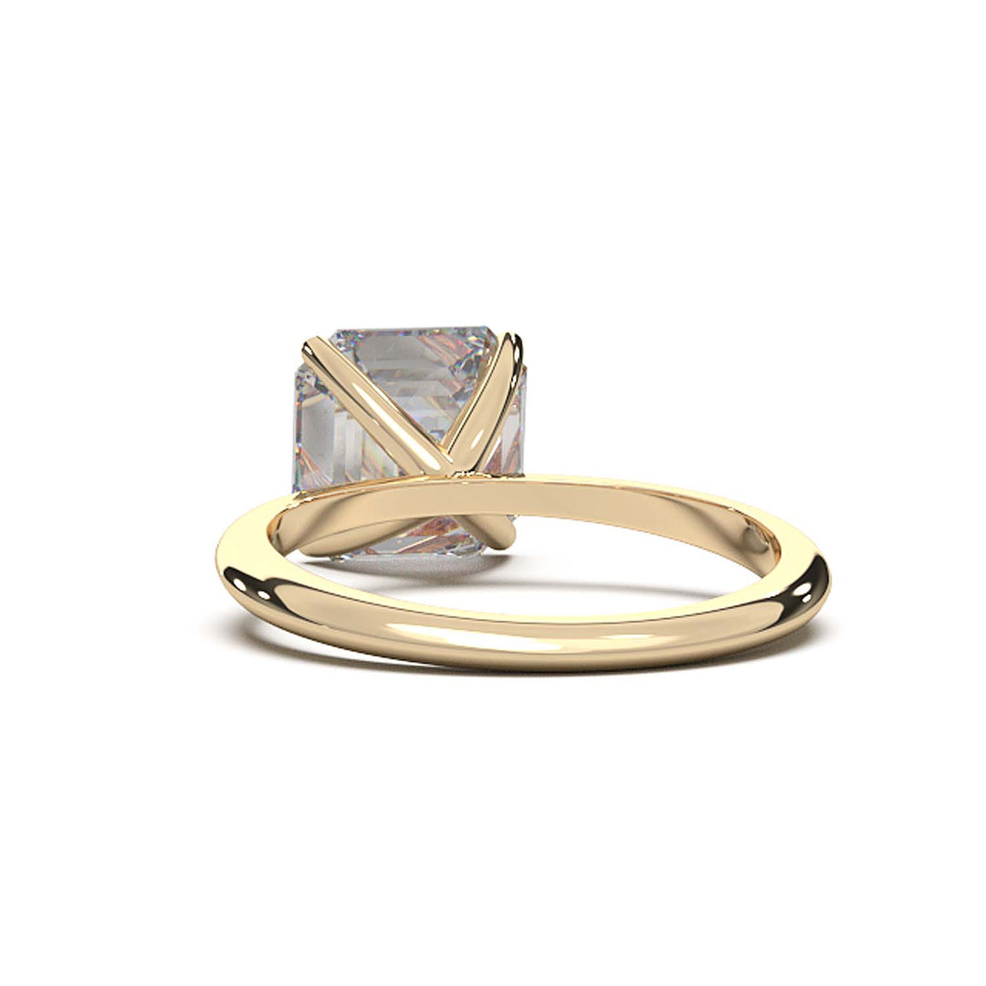 3 Carat Asscher Cut Lab-Grown Diamond Solitaire Ring in 14K Gold - Architectural Elegance