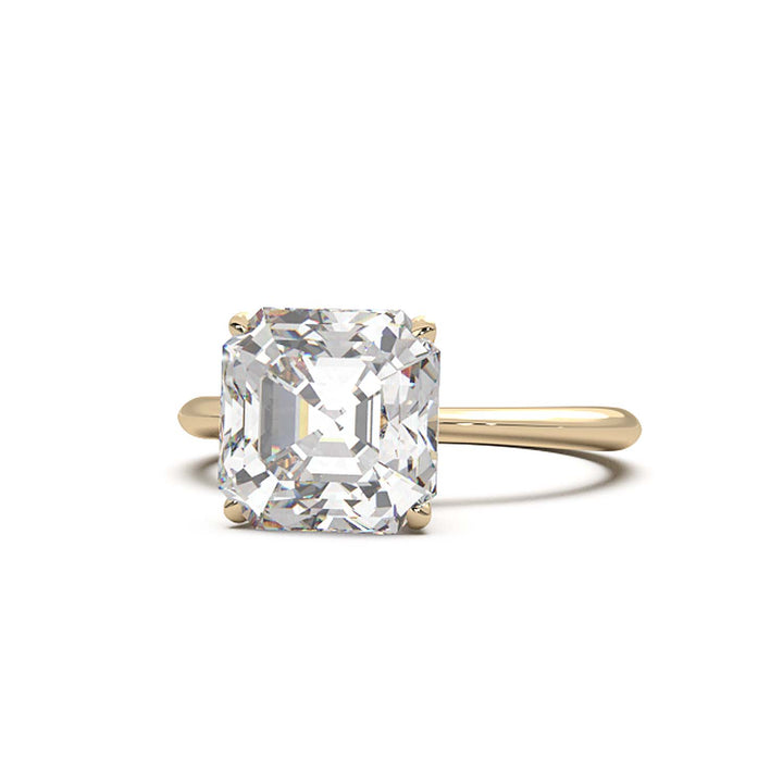 3 Carat Asscher Cut Lab-Grown Diamond Solitaire Ring in 14K Gold - Architectural Elegance