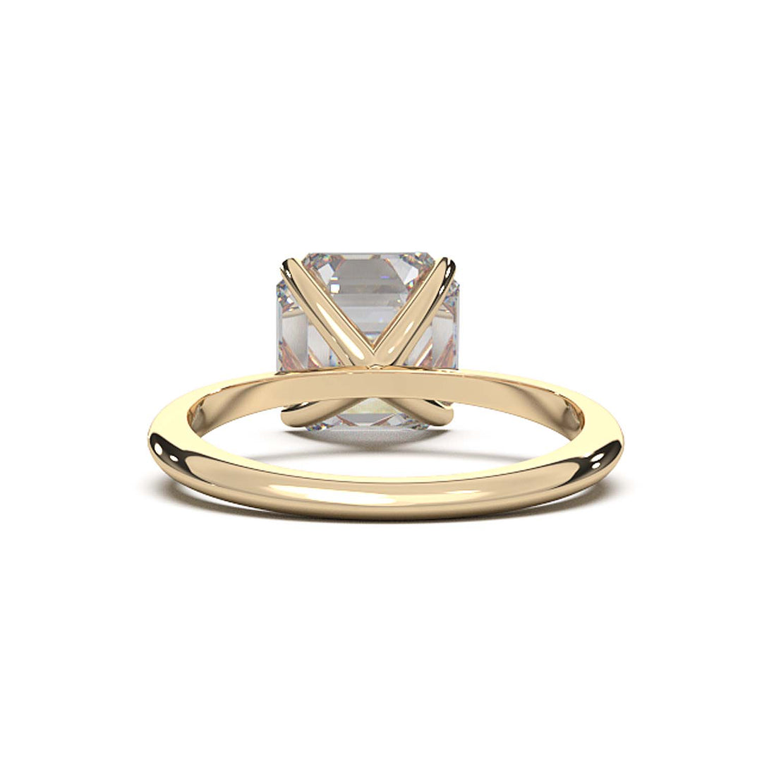 3 Carat Asscher Cut Lab-Grown Diamond Solitaire Ring in 14K Gold - Architectural Elegance