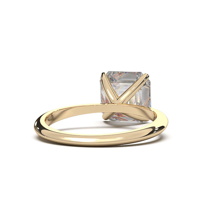 3 Carat Asscher Cut Lab-Grown Diamond Solitaire Ring in 14K Gold - Architectural Elegance