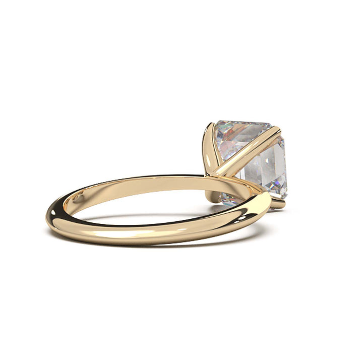 3 Carat Asscher Cut Lab-Grown Diamond Solitaire Ring in 14K Gold - Architectural Elegance