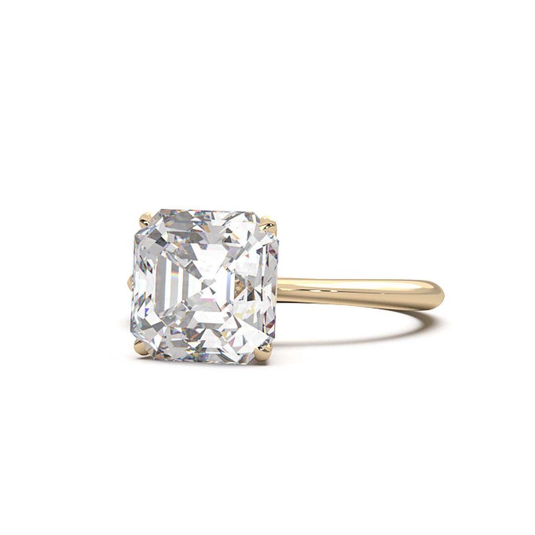 3 Carat Asscher Cut Lab-Grown Diamond Solitaire Ring in 14K Gold - Architectural Elegance