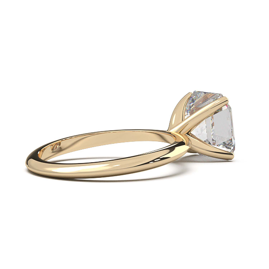 3 Carat Asscher Cut Lab-Grown Diamond Solitaire Ring in 14K Gold - Architectural Elegance