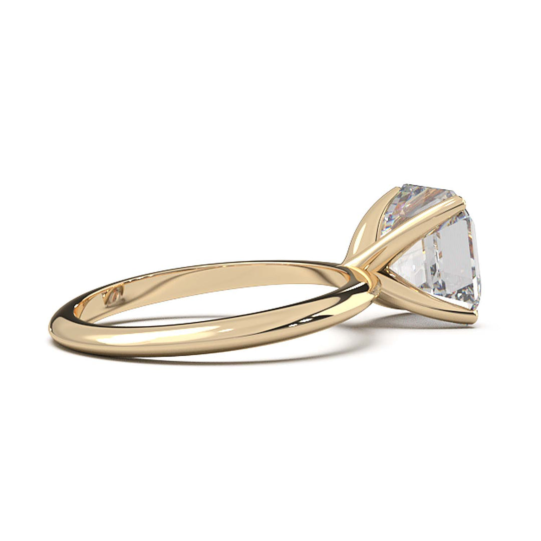 3 Carat Asscher Cut Lab-Grown Diamond Solitaire Ring in 14K Gold - Architectural Elegance