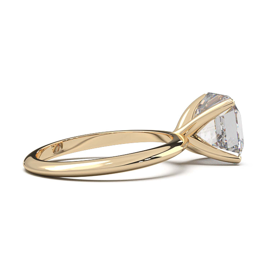 3 Carat Asscher Cut Lab-Grown Diamond Solitaire Ring in 14K Gold - Architectural Elegance