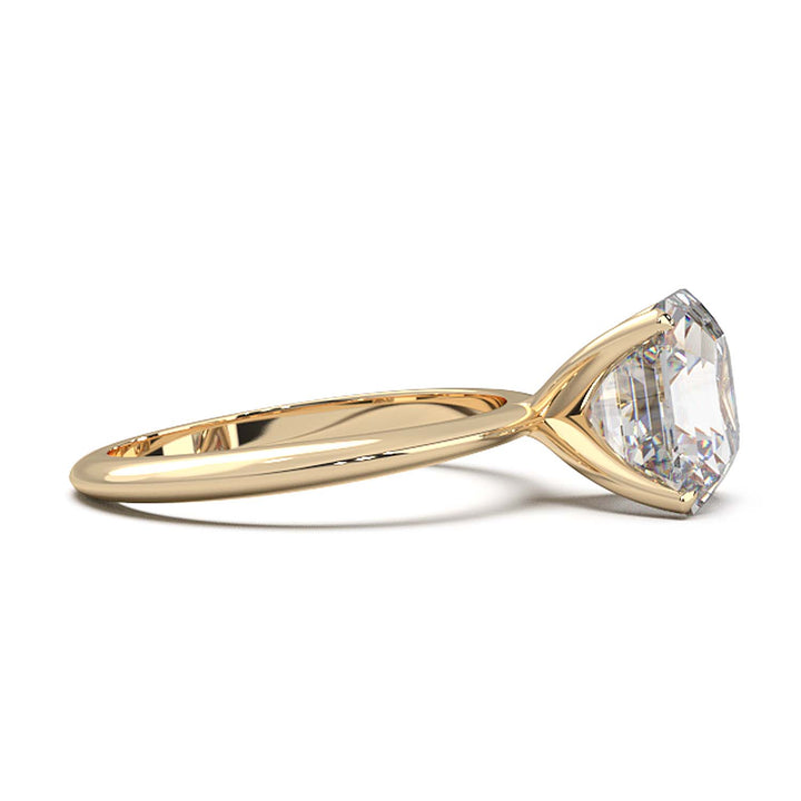 3 Carat Asscher Cut Lab-Grown Diamond Solitaire Ring in 14K Gold - Architectural Elegance