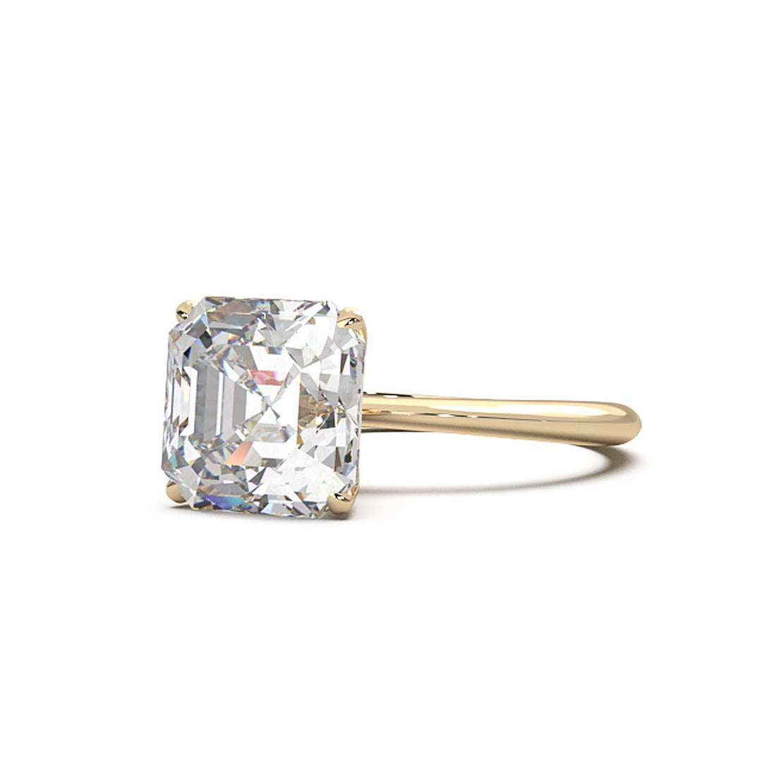 3 Carat Asscher Cut Lab-Grown Diamond Solitaire Ring in 14K Gold - Architectural Elegance