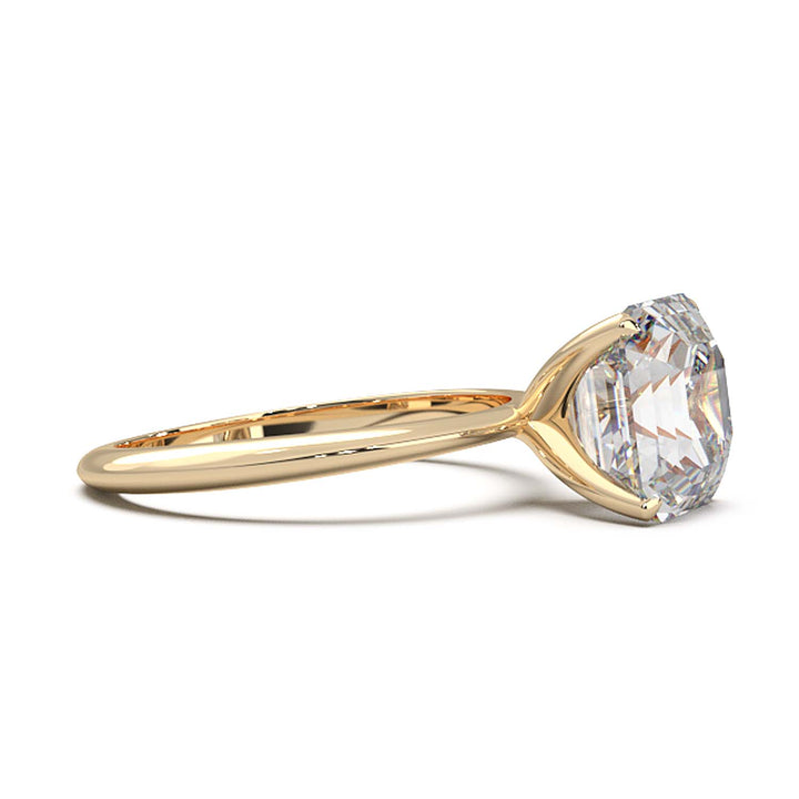 3 Carat Asscher Cut Lab-Grown Diamond Solitaire Ring in 14K Gold - Architectural Elegance