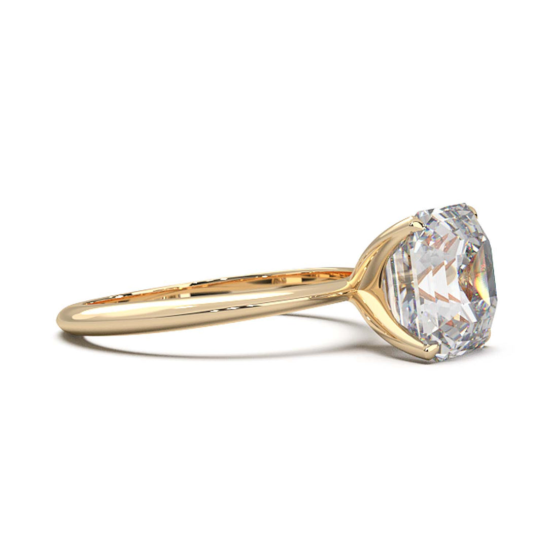 3 Carat Asscher Cut Lab-Grown Diamond Solitaire Ring in 14K Gold - Architectural Elegance