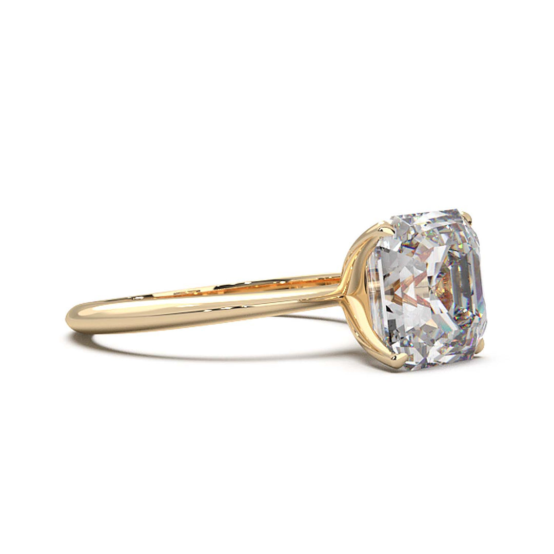 3 Carat Asscher Cut Lab-Grown Diamond Solitaire Ring in 14K Gold - Architectural Elegance