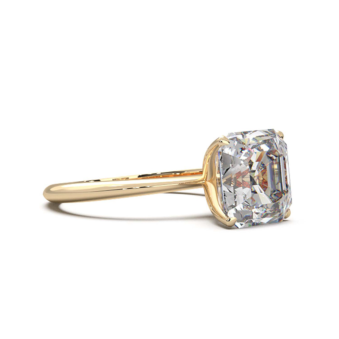 3 Carat Asscher Cut Lab-Grown Diamond Solitaire Ring in 14K Gold - Architectural Elegance