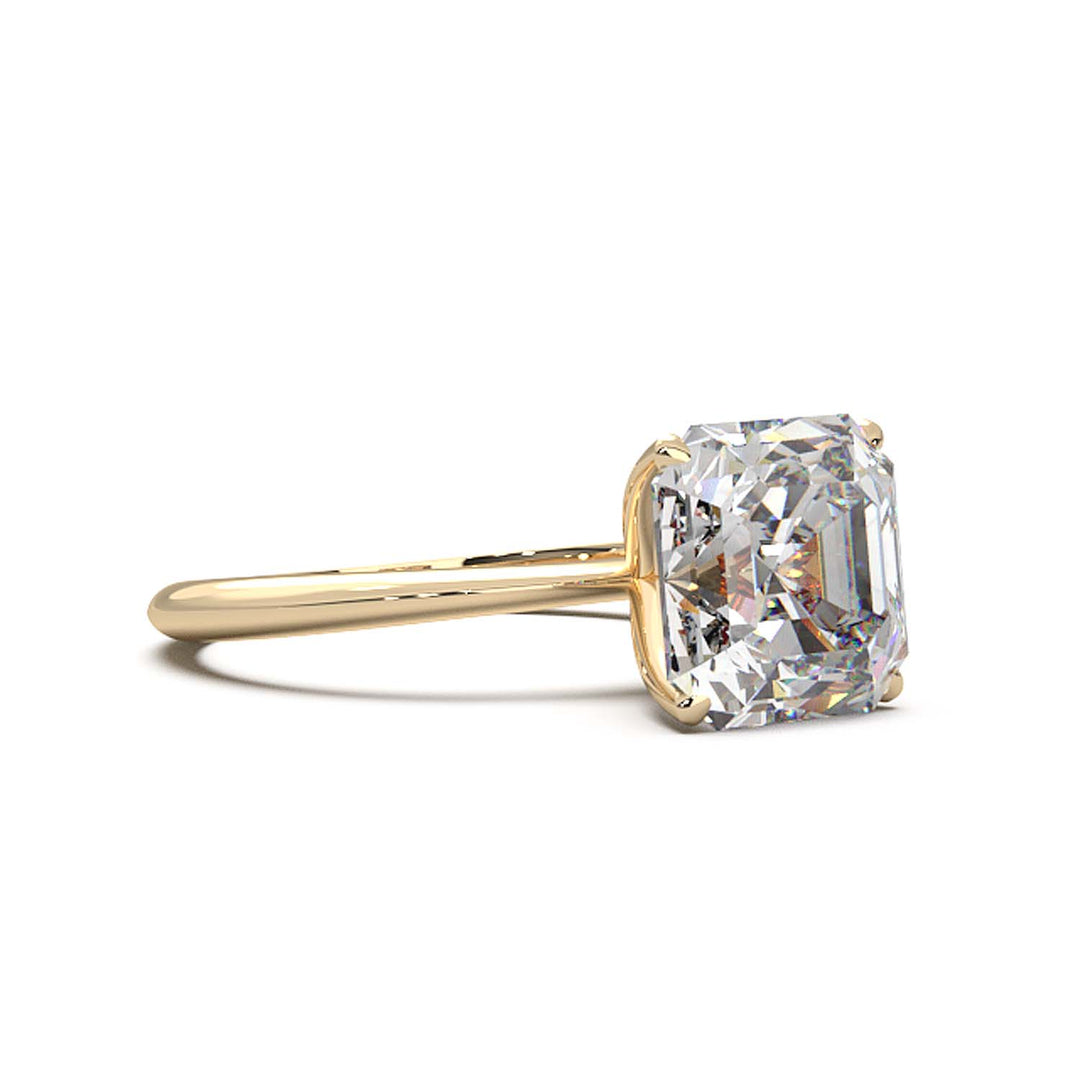 3 Carat Asscher Cut Lab-Grown Diamond Solitaire Ring in 14K Gold - Architectural Elegance