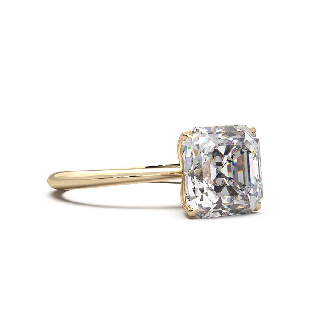 3 Carat Asscher Cut Lab-Grown Diamond Solitaire Ring in 14K Gold - Architectural Elegance