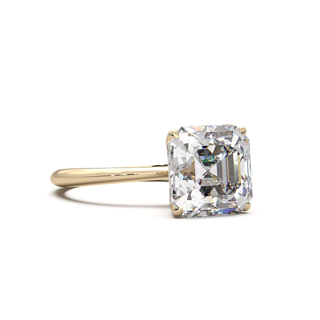 3 Carat Asscher Cut Lab-Grown Diamond Solitaire Ring in 14K Gold - Architectural Elegance