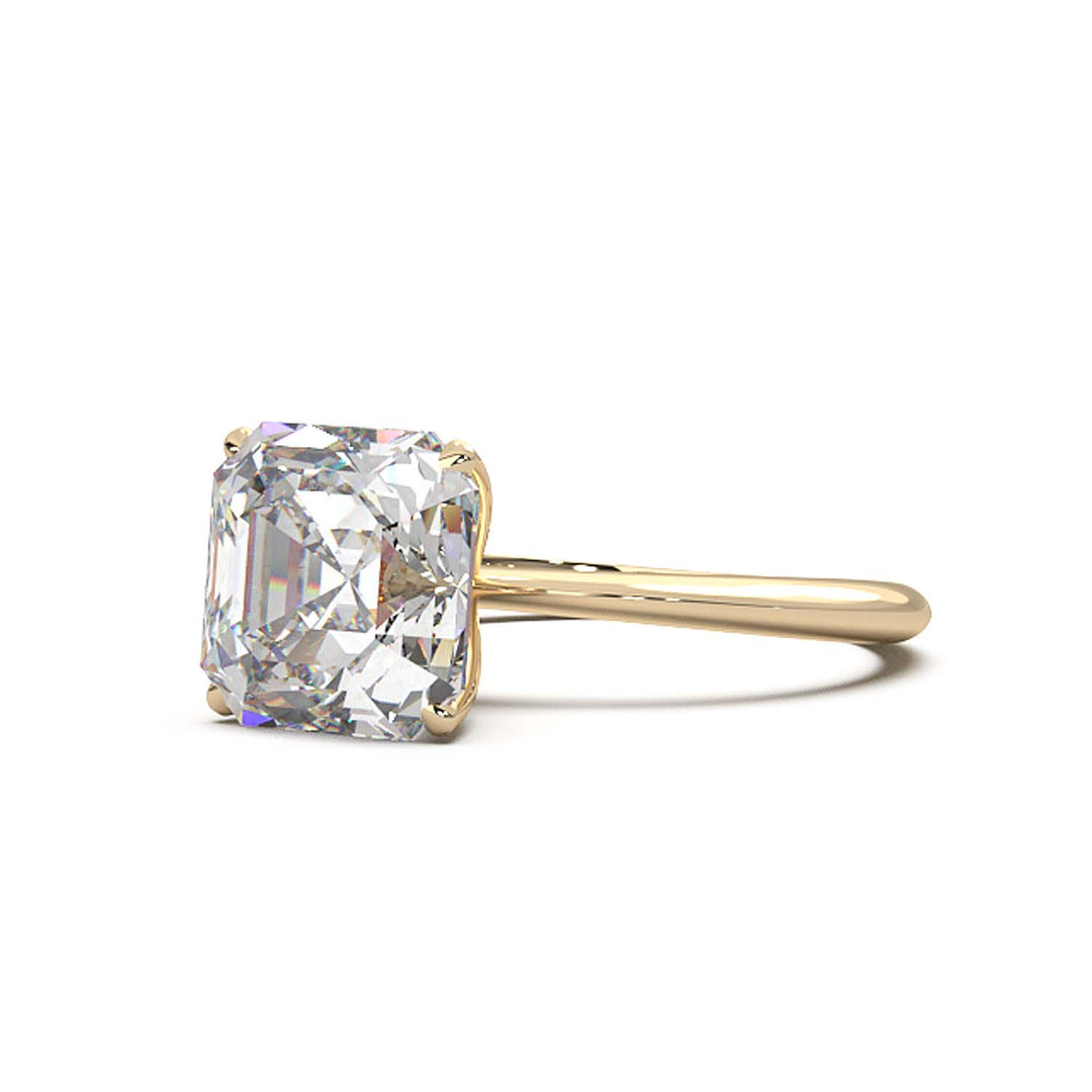 3 Carat Asscher Cut Lab-Grown Diamond Solitaire Ring in 14K Gold - Architectural Elegance