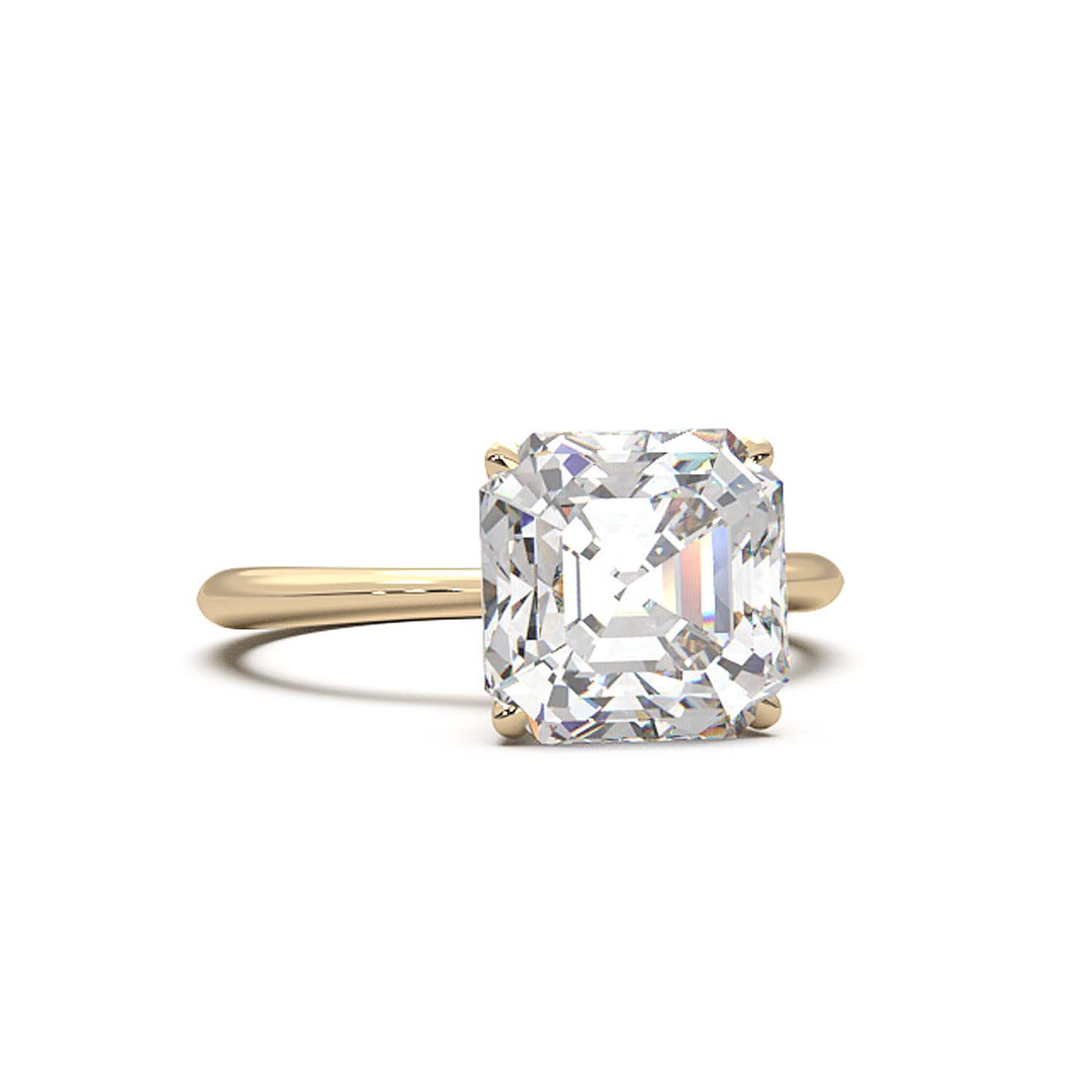 3 Carat Asscher Cut Lab-Grown Diamond Solitaire Ring in 14K Gold - Architectural Elegance