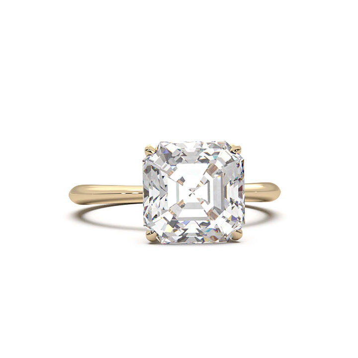 3 Carat Asscher Cut Lab-Grown Diamond Solitaire Ring in 14K Gold - Architectural Elegance