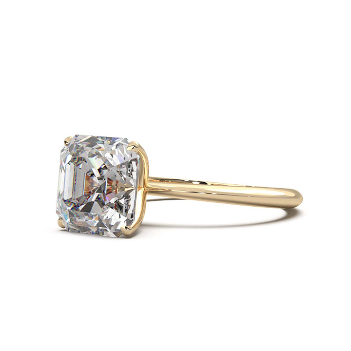 3 Carat Asscher Cut Lab-Grown Diamond Solitaire Ring in 14K Gold - Architectural Elegance