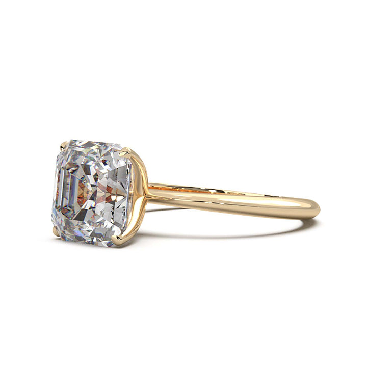 3 Carat Asscher Cut Lab-Grown Diamond Solitaire Ring in 14K Gold - Architectural Elegance