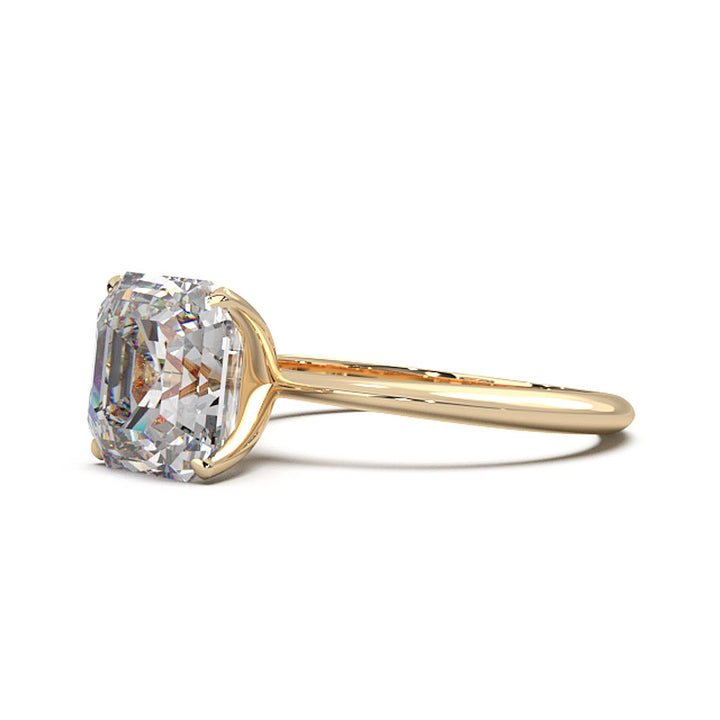 3 Carat Asscher Cut Lab-Grown Diamond Solitaire Ring in 14K Gold - Architectural Elegance