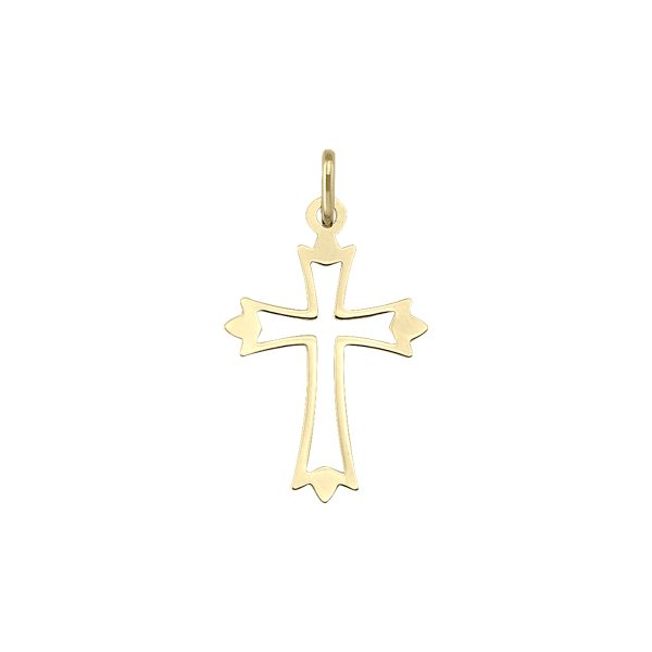 14K Yellow Gold Cross Pendant | Elegant Faith Symbol - Item CET-N1214