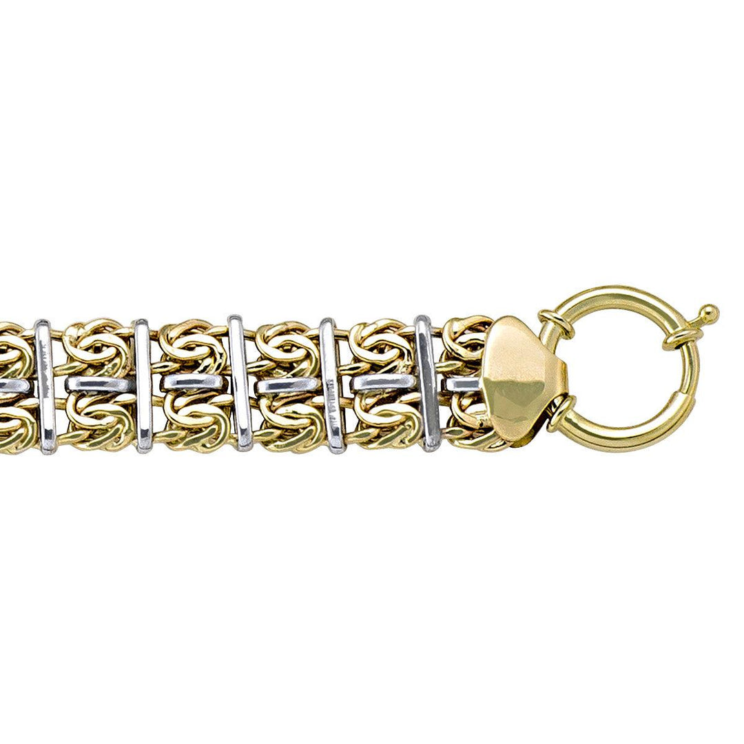 Two-Tone Gold Mesh Bracelet - 11.8 mm Wide - 7.5 inches Long